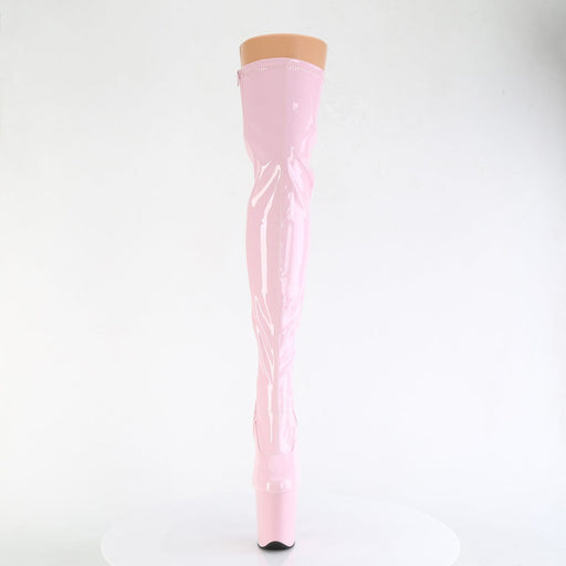 Pleaser FLAMINGO-3000 Platform Thigh High Boot (Baby Pink Stretch Patent/Baby Pink)