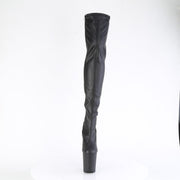 Pleaser FLAMINGO-3000 Platform Thigh High Boot (Black Faux Leather/Black Matte)
