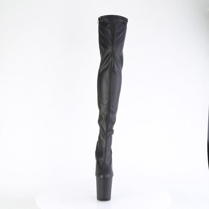 Pleaser FLAMINGO-3000 Platform Thigh High Boot (Black Faux Leather/Black Matte)