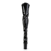 Pleaser FLAMINGO-3000 Platform Thigh High Boot (Black Stretch Patent/Black)
