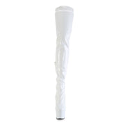 Pleaser FLAMINGO-3000 Platform Thigh High Boot (White Stretch Patent/White)