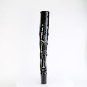 Pleaser FLAMINGO-3018 Platform Knee High Boot (Black Stretch Patent/Black)