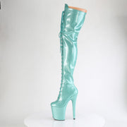 Pleaser FLAMINGO-3020GP Platform Thigh High Boot (Aqua Glitter Patent/M)