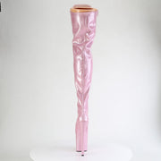 Pleaser FLAMINGO-3020GP Platform Thigh High Boot (Baby Pink Glitter Patent/M)