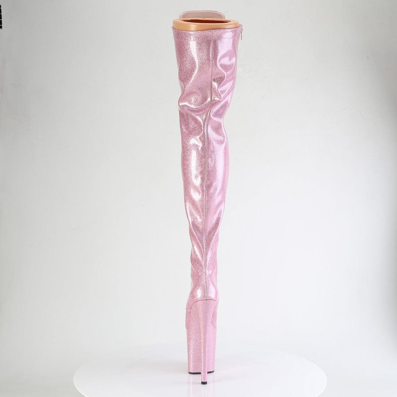 Pleaser FLAMINGO-3020GP Platform Thigh High Boot (Baby Pink Glitter Patent/M)