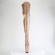 Pleaser FLAMINGO-3020GP Platform Thigh High Boot (Gold Glitter Patent/M)