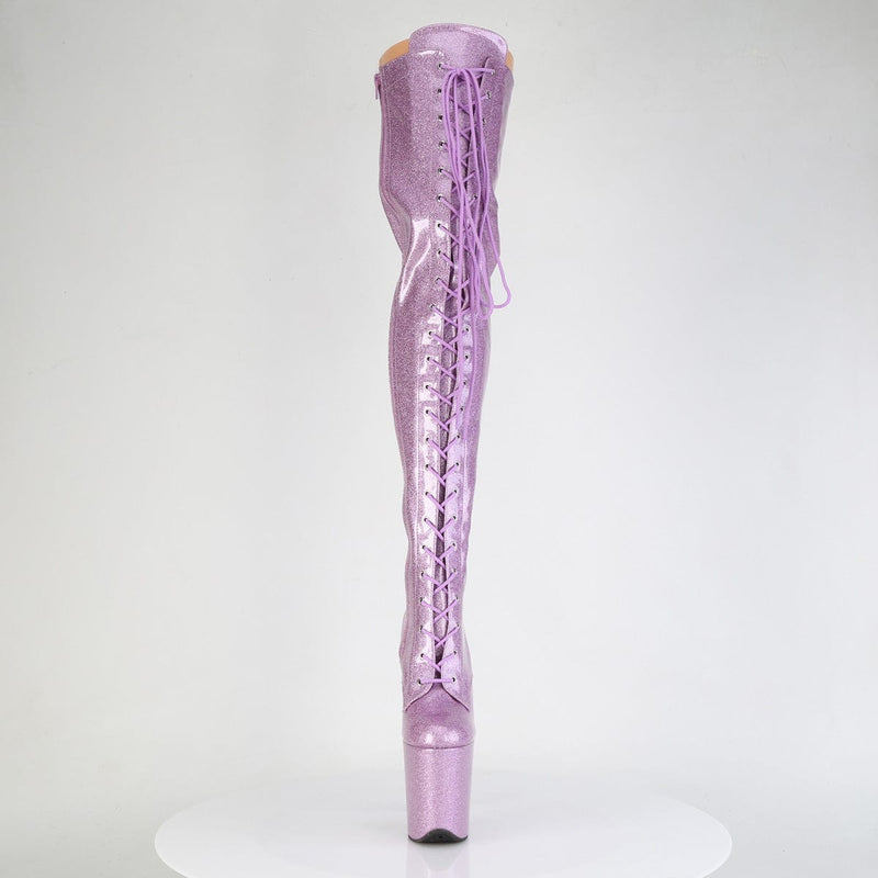 Pleaser FLAMINGO-3020GP Platform Thigh High Boot (Lilac Glitter Patent/M)