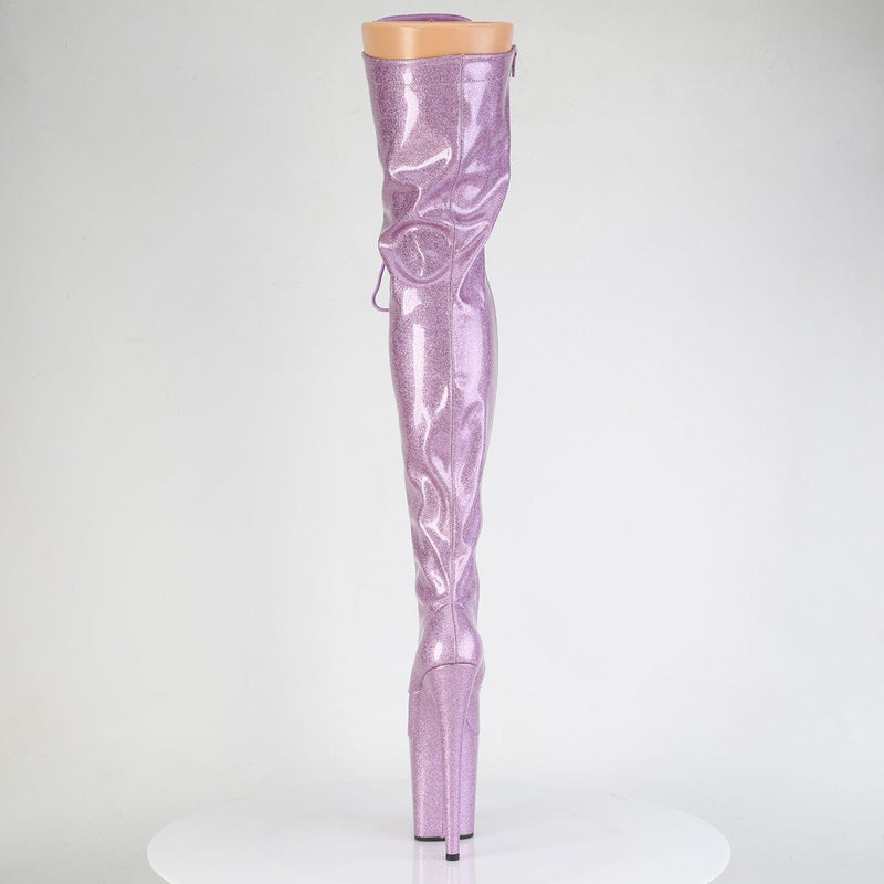 Pleaser FLAMINGO-3020GP Platform Thigh High Boot (Lilac Glitter Patent/M)