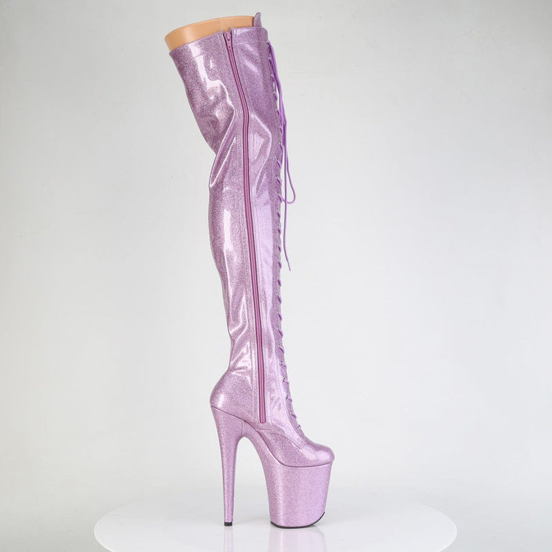 Pleaser FLAMINGO-3020GP Platform Thigh High Boot (Lilac Glitter Patent/M)