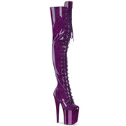 Pleaser FLAMINGO-3020GP Platform Thigh High Boot (Purple Glitter Patent/M)