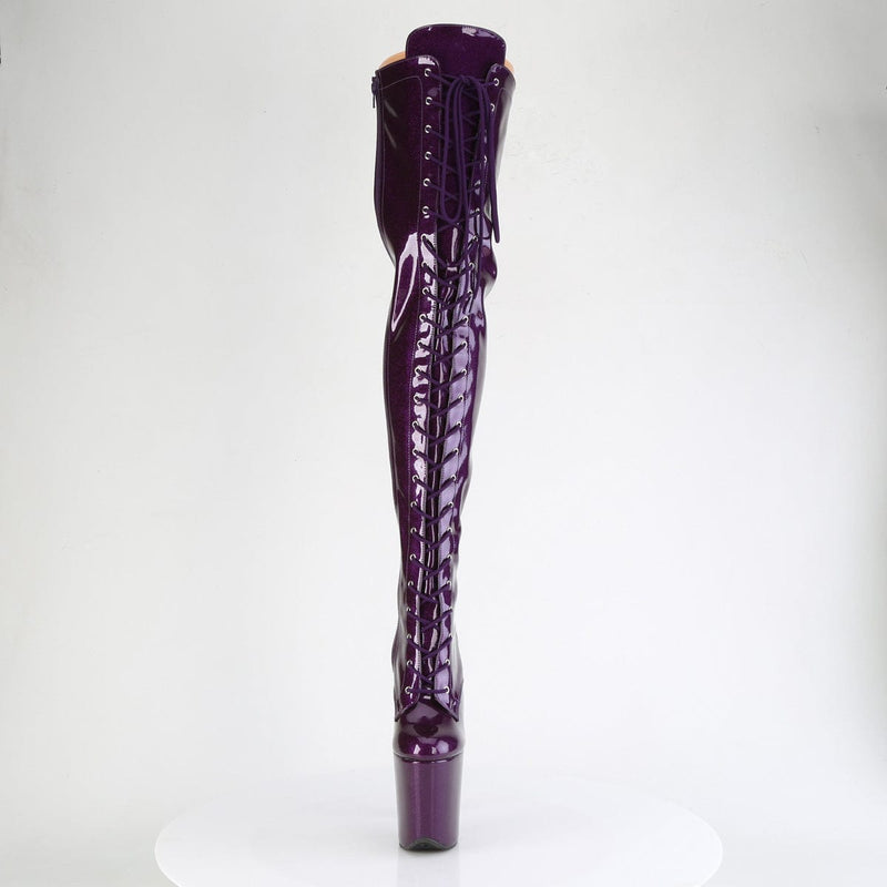 Pleaser FLAMINGO-3020GP Platform Thigh High Boot (Purple Glitter Patent/M)
