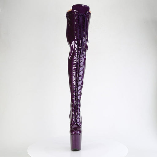 Pleaser FLAMINGO-3020GP Platform Thigh High Boot (Purple Glitter Patent/M)