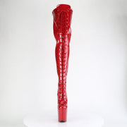 Pleaser FLAMINGO-3020GP Platform Thigh High Boot (Red Glitter Patent/M)