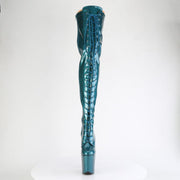 Pleaser FLAMINGO-3020GP Platform Thigh High Boot (Teal Glitter Patent/M)