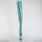 Pleaser FLAMINGO-3021GP Platform Thigh High Boot (Aqua Glitter Patent/M)