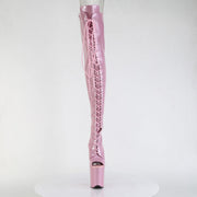 Pleaser FLAMINGO-3021GP Platform Thigh High Boot (Baby Pink Glitter Patent/M)