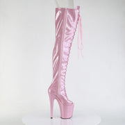 Pleaser FLAMINGO-3021GP Platform Thigh High Boot (Baby Pink Glitter Patent/M)