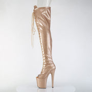 Pleaser FLAMINGO-3021GP Platform Thigh High Boot (Gold Glitter Patent/M)