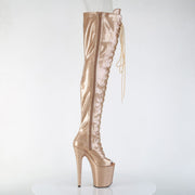 Pleaser FLAMINGO-3021GP Platform Thigh High Boot (Gold Glitter Patent/M)