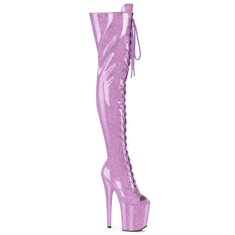 Pleaser FLAMINGO-3021GP Platform Thigh High Boot (Lilac Glitter Patent/M)