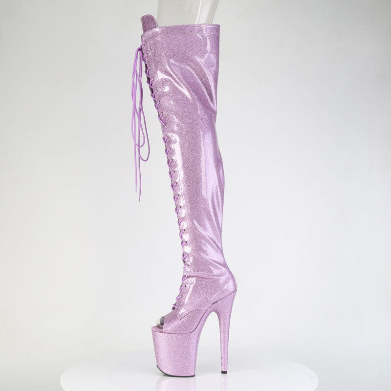 Pleaser FLAMINGO-3021GP Platform Thigh High Boot (Lilac Glitter Patent/M)
