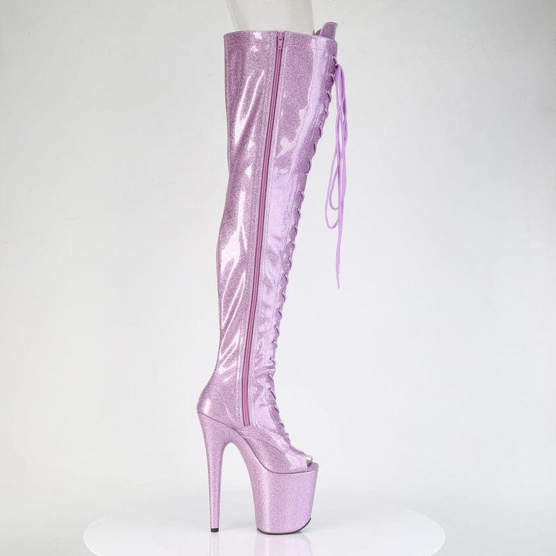 Pleaser FLAMINGO-3021GP Platform Thigh High Boot (Lilac Glitter Patent/M)