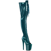 Pleaser FLAMINGO-3021GP Platform Thigh High Boot (Teal Glitter Patent/M)
