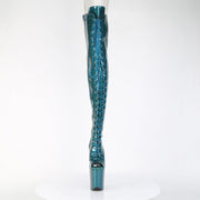 Pleaser FLAMINGO-3021GP Platform Thigh High Boot (Teal Glitter Patent/M)