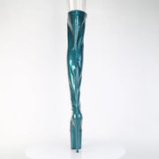 Pleaser FLAMINGO-3021GP Platform Thigh High Boot (Teal Glitter Patent/M)