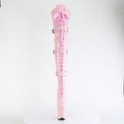 Pleaser FLAMINGO-3028 Platform Thigh High Boot (Baby Pink Stretch Patent/Baby Pink)
