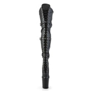 Pleaser FLAMINGO-3028 Platform Thigh High Boot (Black Stretch Faux Leather/Black Matte)