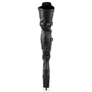Pleaser FLAMINGO-3028 Platform Thigh High Boot (Black Stretch Faux Leather/Black Matte)