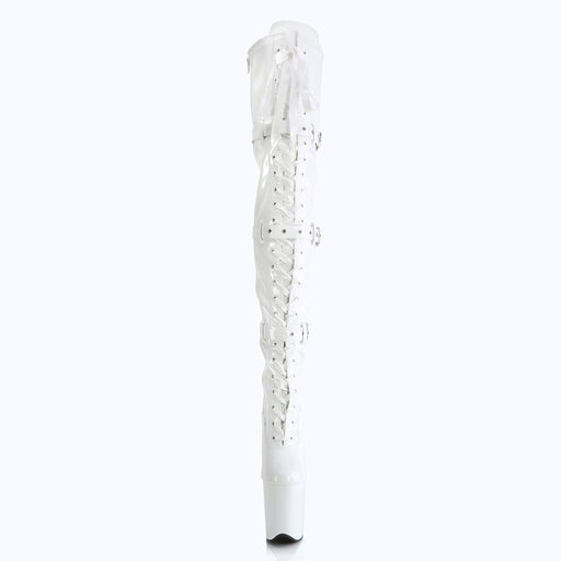 Pleaser FLAMINGO-3028 Platform Thigh High Boot (White Stretch Patent/White)