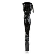 Pleaser FLAMINGO-3050 Platform Thigh High Boot (Black Stretch Patent/Black)