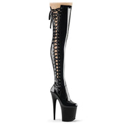 Pleaser FLAMINGO-3050 Platform Thigh High Boot (Black Stretch Patent/Black)