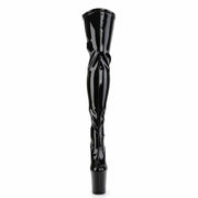 Pleaser FLAMINGO-3063 Platform Thigh High Boot (Black Stretch Patent/Black)