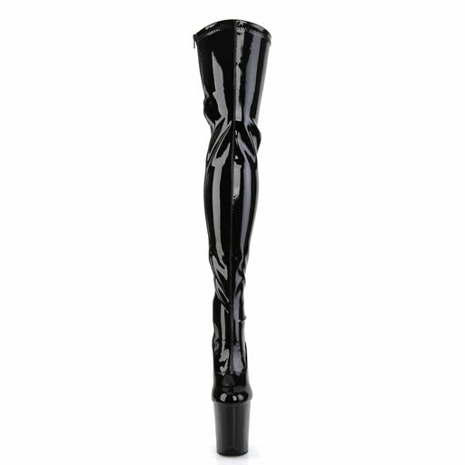 Pleaser FLAMINGO-3063 Platform Thigh High Boot (Black Stretch Patent/Black)