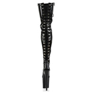Pleaser FLAMINGO-3063 Platform Thigh High Boot (Black Stretch Patent/Black)