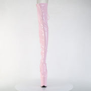 Pleaser FLAMINGO-3850 Platform Thigh High Boot (Baby Pink Stretch Patent/Baby Pink)