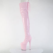 Pleaser FLAMINGO-3850 Platform Thigh High Boot (Baby Pink Stretch Patent/Baby Pink)