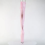 Pleaser FLAMINGO-3850 Platform Thigh High Boot (Baby Pink Stretch Patent/Baby Pink)