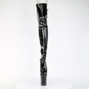 Pleaser FLAMINGO-3850 Platform Thigh High Boot (Black Stretch Patent/Black)