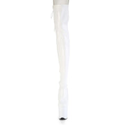Pleaser FLAMINGO-3850 Platform Thigh High Boot (White Stretch Patent/White)