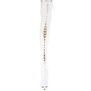 Pleaser FLAMINGO-3850 Platform Thigh High Boot (White Stretch Patent/White)