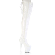 Pleaser FLAMINGO-3850 Platform Thigh High Boot (White Stretch Patent/White)