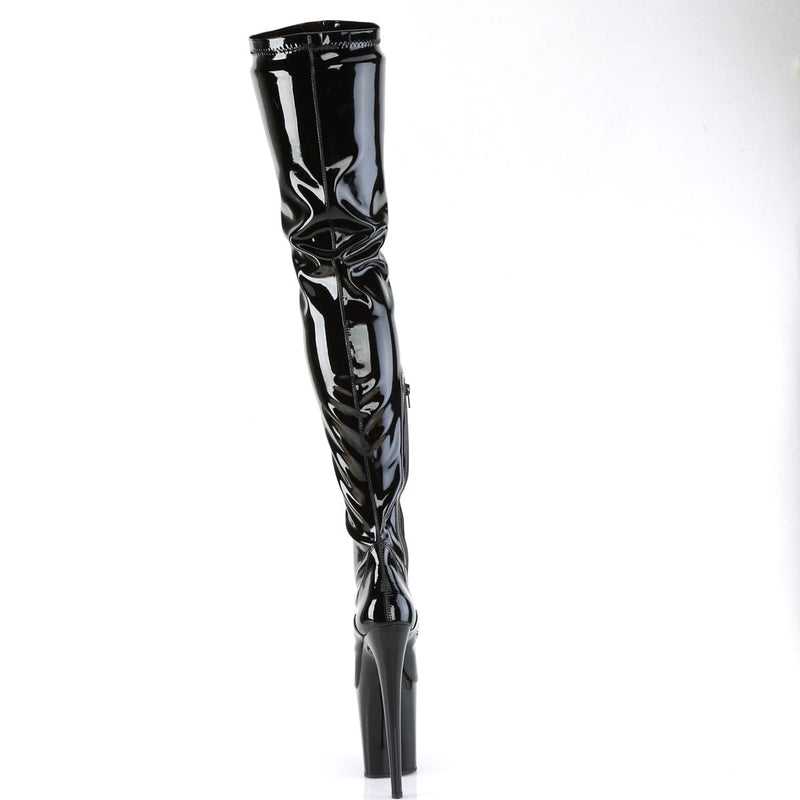 Pleaser FLAMINGO-4000 Platform Crotch High Boot (Black Stretch Patent/Black)