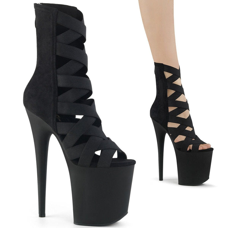 Pleaser FLAMINGO-800-24 Platform Sandal (Black Elastic Band-Microfiber/Black Matte)