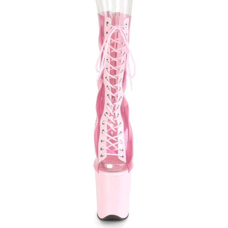 Pleaser FLAMINGO-800-34 Platform Ankle Boot (Baby Pink PVC-Baby Pink Patent/Baby Pink)