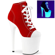 Pleaser FLAMINGO-800SK-02 Platform Sneaker (Red Canvas/Neon White)