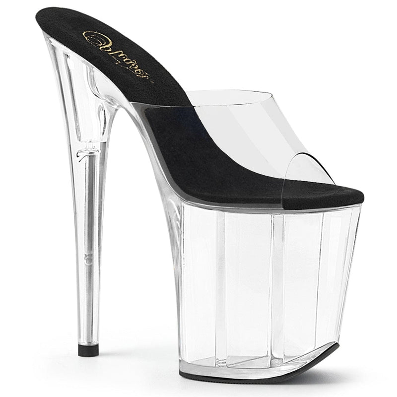 Pleaser FLAMINGO-801 Platform Slide (Clear-Black/Clear)